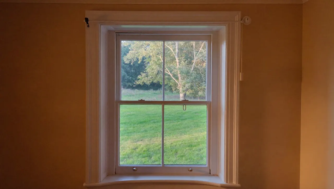 Slim secondary glazing fitted inside a period sash window from the room interior